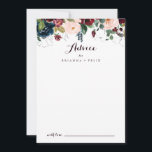 Tarjeta De Consejos Boda floral de color de agua iluminado<br><div class="desc">Esta tarjeta de consejo de boda floral ilustrada con acuarela de otoño es perfecta para un boda sencillo. El diseño presenta acuarelas pintadas a mano color azul marino, burdeos, rojos, rosas ondulados y peonías con elegantes hojas verdes, inspirando la colorida e idílica belleza del otoño. Estas tarjetas son perfectas para...</div>