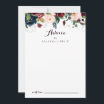 Tarjeta De Consejos Boda floral de color de agua iluminado<br><div class="desc">Esta tarjeta de consejo de boda floral ilustrada con acuarela de otoño es perfecta para un boda sencillo. El diseño presenta acuarelas pintadas a mano color azul marino, burdeos, rojos, rosas ondulados y peonías con elegantes hojas verdes, inspirando la colorida e idílica belleza del otoño. Estas tarjetas son perfectas para...</div>
