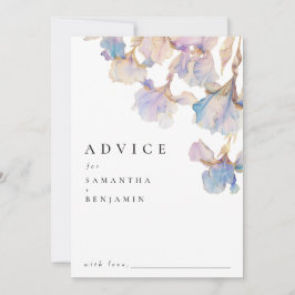 Tarjeta De Consejos Boda floral de Iris elegante