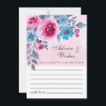 Tarjeta De Consejos Boda Floral Moderno De Color Rosa Y Azul<br><div class="desc">Romántica y moderna tarjeta de consejos y deseos bodas con un diseño de acuarela floral sobre un fondo rosa claro.</div>