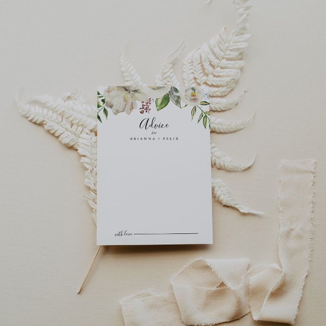 Tarjeta De Consejos Boda Floral Peony de invierno blanco (Subido por el creador)