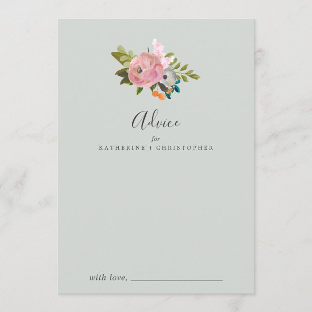 Tarjeta De Consejos Boda floral pintado (Anverso)