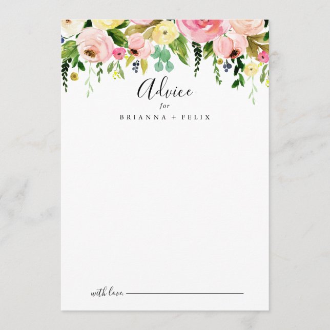 Tarjeta De Consejos Boda floral tropical de otoño (Anverso)