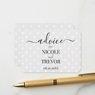 Tarjeta De Consejos Boda Gris de Lunares Retro Personalizados