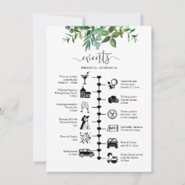 Tarjeta De Consejos Boda Invitado Itinerario Greenery Ilustrado