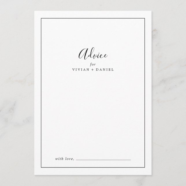 Tarjeta De Consejos Boda minimalista (Anverso)