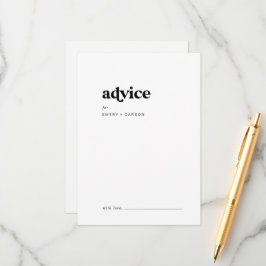 Tarjeta De Consejos Boda moderno de tipografía negra