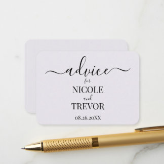 Tarjeta De Consejos Boda Personalizada Minimalista Personalizada