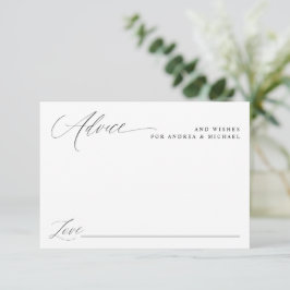 Tarjeta De Consejos Boda Romántica Simple y Elegante Moderna