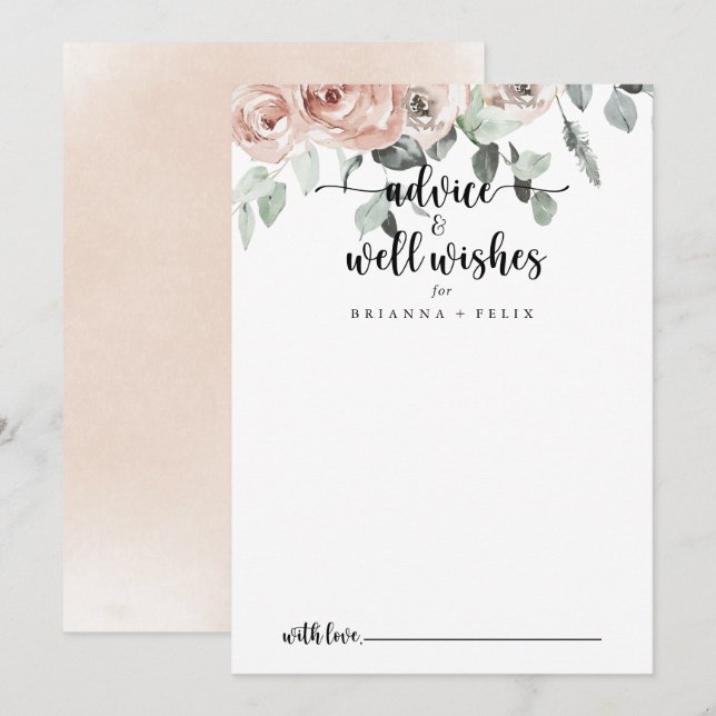 Tarjeta De Consejos Boda Rosa Rosa Polvoriento Clásico Bien Deseado (Anverso / Reverso)