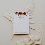 Tarjeta De Consejos Boda ruso de caligrafía floral de borgoña en Rubor<br><div class="desc">Esta rústica tarjeta de boda de caligrafía floral borgoña es perfecta para un boda sencillo. El diseño presenta flores rosadas, onduladas, rojas, borgoñas y a bordo de las acuarelas con follaje verde. Estas tarjetas son perfectas para un boda, una ducha de novia, una ducha de bebé, una fiesta de graduación...</div>