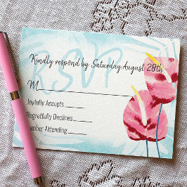 Tarjeta De Consejos Boda tropical turquesa rosa RSVP