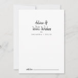 Tarjeta De Consejos Bodas modernos y buenos deseos<br><div class="desc">Esta moderna tarjeta de consejo boda es perfecta para un boda rústico. El diseño, sencillo y elegante, presenta una tipografía de escritura clásica y elegante en blanco y negro. Estas tarjetas son perfectas para un boda, una ducha de novia, una ducha de bebé, una fiesta de graduación y más. Personalice...</div>