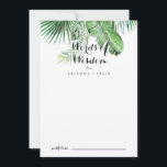 Tarjeta De Consejos Bodas verdes tropicales de destino palabras de sab<br><div class="desc">Esta tarjeta de consejo de boda verde tropical de destino es perfecta para un boda moderno. El diseño se compone de palmeras verdes de color agua pintadas a mano y hojas de plátano cuidadosamente dispuestas en bonitos ramos. Estas tarjetas son perfectas para un boda, una ducha de novia, una ducha...</div>