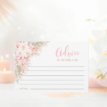 Tarjeta De Consejos Boho Orchids Peonies Pampas Bridal Shower Advance<br><div class="desc">Sencillamente elegante diseño de ramos bohemios florales en acuarela (acuarela) verde,  beige,  rosa rubor,  rosa,  flores,  orquídeas con pampas de pasto sobre fondo blanco. Delicada ducha boda de novia ,  TARJETAS DE CONSEJO para ese tema de primavera o verano. Vea colecciones coincidentes para obtener más elementos.</div>