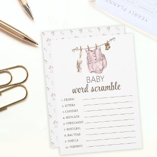 Tarjeta De Consejos Boho rosa florido de la ducha de bebé palabra scra