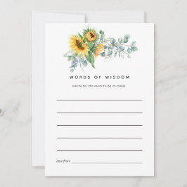 Tarjeta De Consejos Boho Sunflower Eucalyptus Bridal Shower
