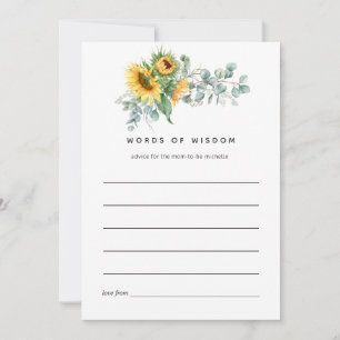 Tarjeta De Consejos Boho Sunflower Eucalyptus Bridal Shower
