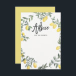 Tarjeta De Consejos Boho Watercolor Lemon Wreath Advance Card<br><div class="desc">Tarjeta plana de consejo inspirada en Boho con corona de limón color agua. Luminoso y caprichoso,  perfecto para duchas nupales,  bodas,  duchas para bebés y eventos similares. Este diseño está disponible para otros eventos.</div>