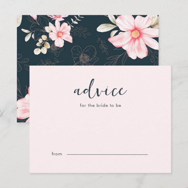 Tarjeta De Consejos Bonito Rubor Bridal Shower Advice para la novia (Anverso / Reverso)