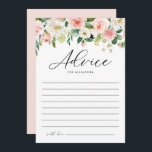 Tarjeta De Consejos Bonito Watercolor Spring Flowers Bridal Shower<br><div class="desc">Dé tu consejo a esta futura novia con esta tarjeta de consejo de ducha de personalizable. Presenta una garganta floral acuática de rosas rosas rosas y blancas, dahlias y peonías con acentos verdes. Personalice esta tarjeta de consejo de ducha de novias florales añadiendo su propio texto. Esta tarjeta de consejo...</div>