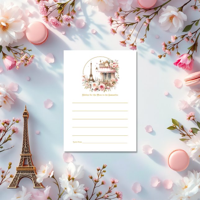 Tarjeta De Consejos Bonjour Bébé Parisian Café Baby Shower (Bonjour Bébé Parisian Café Baby Shower Advice Card)