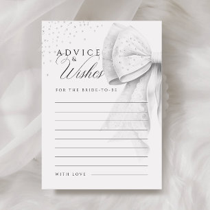Tarjeta De Consejos Bow Pearls Advice y Wishes Bridal Shower Card