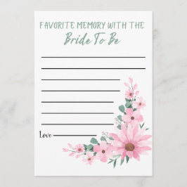 Tarjeta De Consejos Bridal Shower Favorite Memory Game Pink Flowers