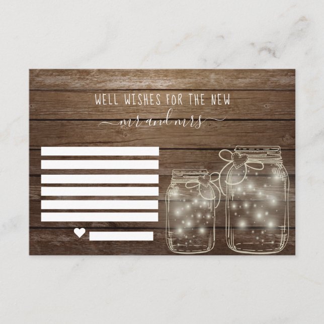 Tarjeta De Consejos Bueno, deseos para la novia y el novio | Aviso Jar (Anverso)