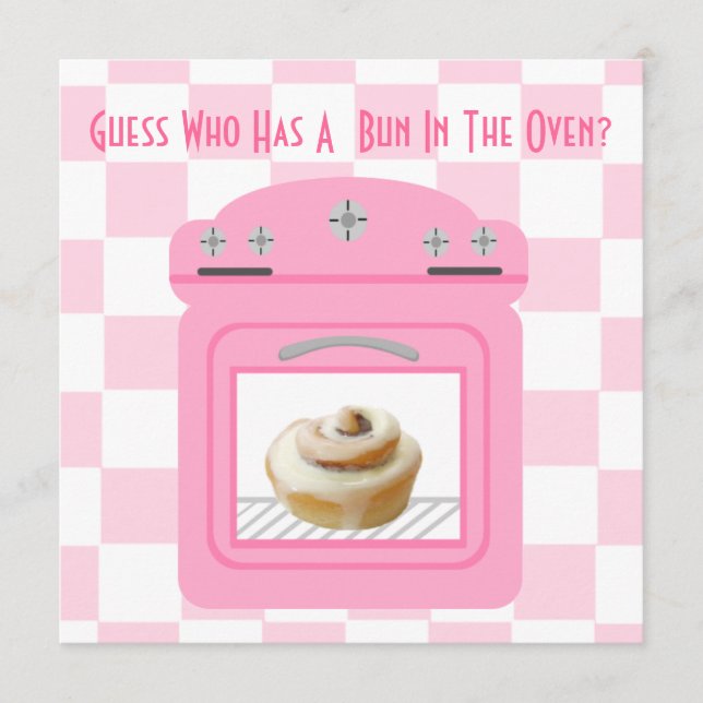 Tarjeta De Consejos Bun In The Oven Baby Girl Pink Baby Shower (Anverso)