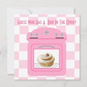 Tarjeta De Consejos Bun In The Oven Baby Girl Pink Baby Shower
