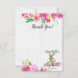 Tarjeta De Consejos Bunny Rabbit Moda Floral Baby Shower Gracias