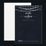 Tarjeta De Consejos Cadena rusa enciende palabras Bodas de sabiduría<br><div class="desc">Esta rústica cuerda ilumina las palabras bodas de sabiduría de la tarjeta de consejo es perfecta para un boda moderno. El diseño presenta bonitas luces de cuerda pintadas a mano en un fondo azul oscuro. Estas tarjetas son perfectas para un boda, una ducha de novia, una ducha de bebé, una...</div>