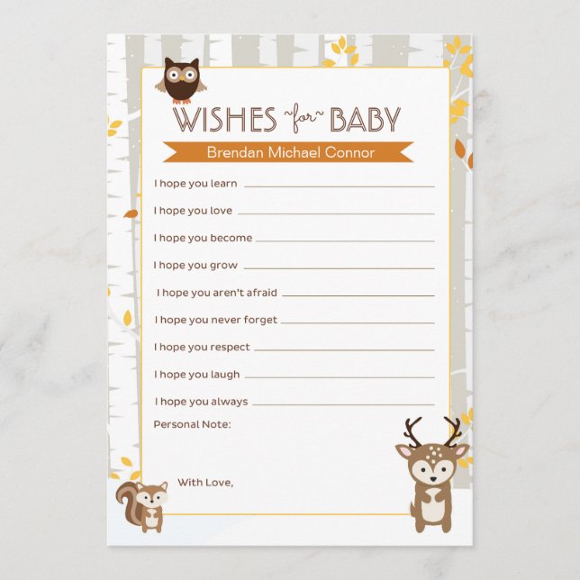 Tarjeta De Consejos Caída de Woodland / Deseos de Invierno para Tarjet (Anverso)