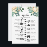 Tarjeta De Consejos Calendario del fin de semana del boda blanco, agen<br><div class="desc">Un ramo de acuarela de peonía blanca adorna este itinerario de cronología boda y tarjeta de bienvenida. Utilizando iconos de pictograma, informe a sus invitados de su itinerario para el gran día y asegúrese de que nadie se pierda en ninguna de sus agendas durante todo el evento. Con un mensaje...</div>