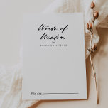 Tarjeta De Consejos Caligrafía de moda Palabras elegantes de matrimoni<br><div class="desc">Esta moda caligrafía elegante palabras de boda de la tarjeta de consejo de sabiduría es perfecta para un boda rústico. El diseño, sencillo y elegante, presenta una tipografía de escritura clásica y elegante en blanco y negro. Estas tarjetas son perfectas para un boda, una ducha de novia, una ducha de...</div>