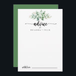 Tarjeta De Consejos Caligrafía minimalista Boda de eucalipto verde<br><div class="desc">Esta minimalista tarjeta de boda de eucalipto verde caligrafía es perfecta para un boda rústico. El diseño presenta un eucalipto verde acuático pintado a mano, inspirando la belleza natural. Estas tarjetas son perfectas para un boda, una ducha de novia, una ducha de bebé, una fiesta de graduación y más. Personalice...</div>