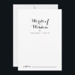 Tarjeta De Consejos Caligrafía moderna Boda palabras de sabiduría<br><div class="desc">Esta moderna tarjeta caligráfica boda de consejos de sabiduría es perfecta para un boda rústico. El diseño, sencillo y elegante, presenta una tipografía de escritura clásica y elegante en blanco y negro. Estas tarjetas son perfectas para un boda, una ducha de novia, una ducha de bebé, una fiesta de graduación...</div>