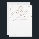 Tarjeta De Consejos Caligrafía romántica de oro | Boda floreciente<br><div class="desc">Esta caligrafía dorada romántica florece con la tarjeta de consejo boda es perfecta para un boda sencillo y se puede usar para cualquier evento. El moderno diseño clásico presenta vistosos remolinos y florituras con una preciosa y elegante tipografía de Relieve metalizado de oro con chaflán a mano con letras falsas...</div>