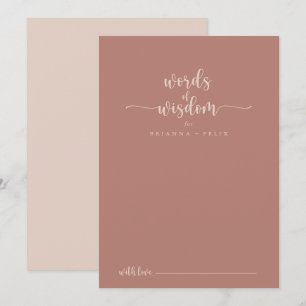 Tarjeta De Consejos Caligrafía Terracotta Palabras Bodas de sabiduría