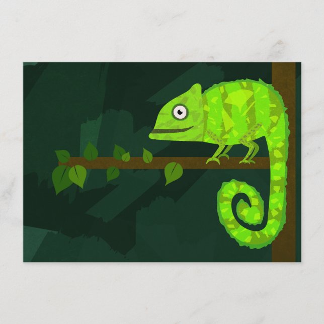 Tarjeta De Consejos Camaleón lindo verde (Anverso)