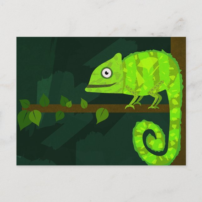 Tarjeta De Consejos Camaleón lindo verde (Anverso)