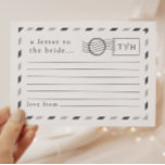 Tarjeta De Consejos Cartas a la novia<br><div class="desc">Este sencillo y minimalista diseño inspirado en el correo aéreo permite a los huéspedes escribir mensajes sentidos antes de su boda. Con un texto de personalizable completo en este diseño, puedes personalizar cada detalle de la postal para que te acomode, incluyendo las iniciales de las parejas en la esquina superior...</div>
