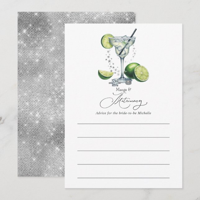 Tarjeta De Consejos Chic Margs y Matrimonio Despedida de Soltera (Anverso / Reverso)