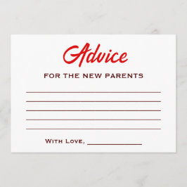 Tarjeta De Consejos Chica Cherry Sobre La Coqueta Roja De Baby Shower