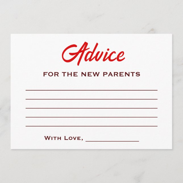 Tarjeta De Consejos Chica Cherry Sobre La Coqueta Roja De Baby Shower (Anverso)