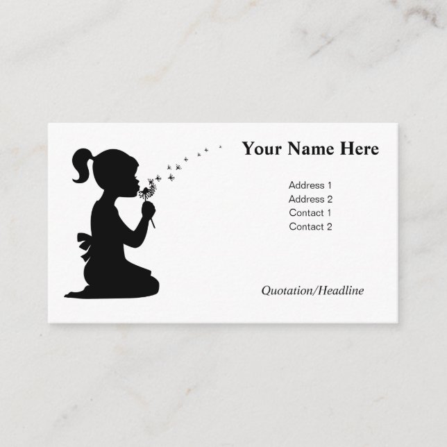 Tarjeta De Consejos Chica deseando y soplando una flor de diente de le (Anverso)