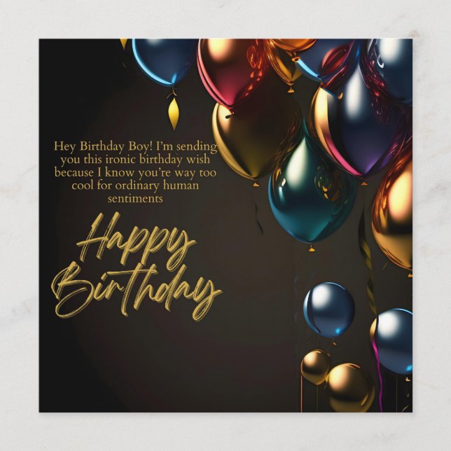 Tarjeta De Consejos Chico Cumpleaños Irónico (Anverso)