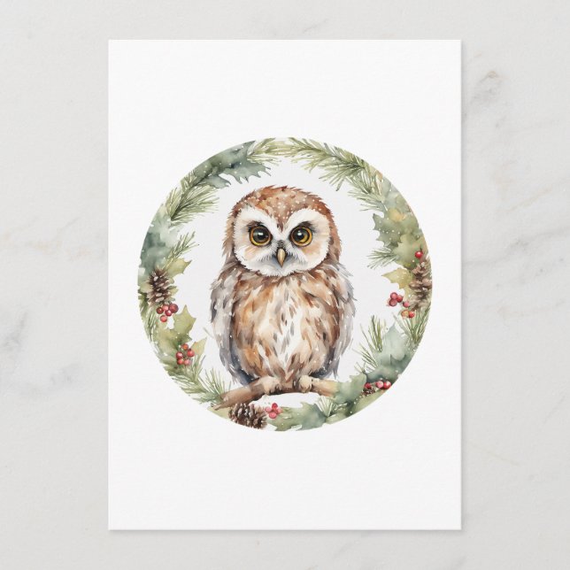 Tarjeta De Consejos christmas owl illustration owl wall art holiday  (Anverso)