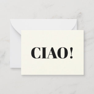 Tarjeta De Consejos ¡Ciao! Ciao, hola, hola, marfil negro